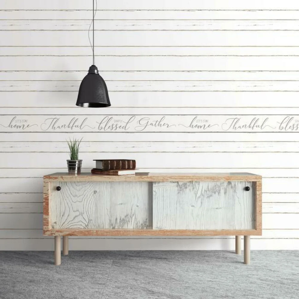 Wallpaper Border Lets Stay Home Farmhouse Words